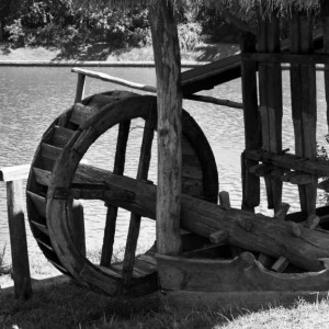  Romanian Village Museum in Bucharest, 1969. Drive of the pestle of oil press.